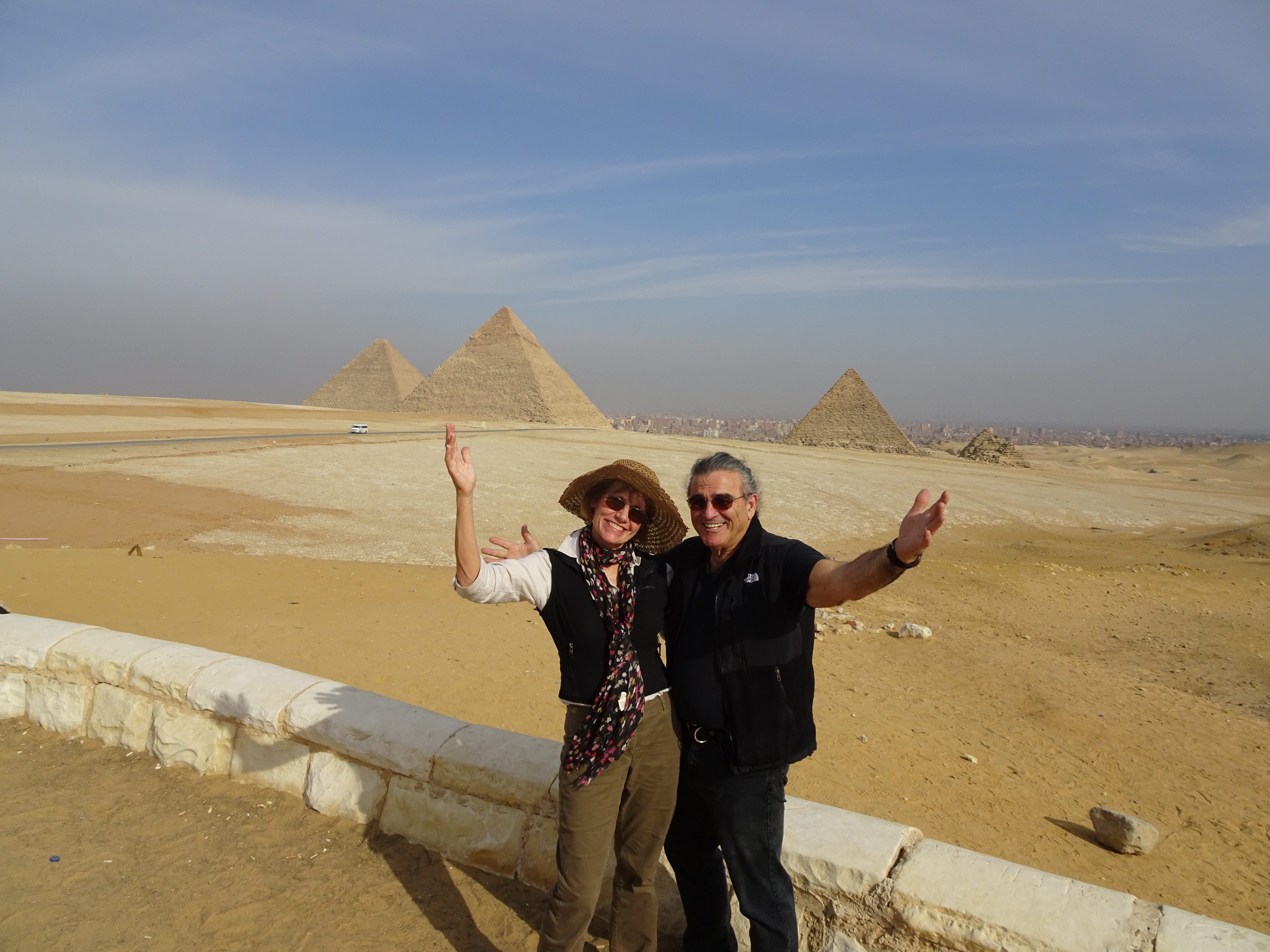 In front of the Great Pyramids of Giza
